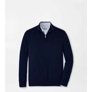 Peter Millar Mens XL Navy Blue Merino Wool Lyocell Quarter Zip Sweater ME0S01